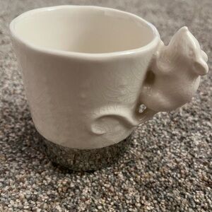White Ceramic Mug with Mouse Handle